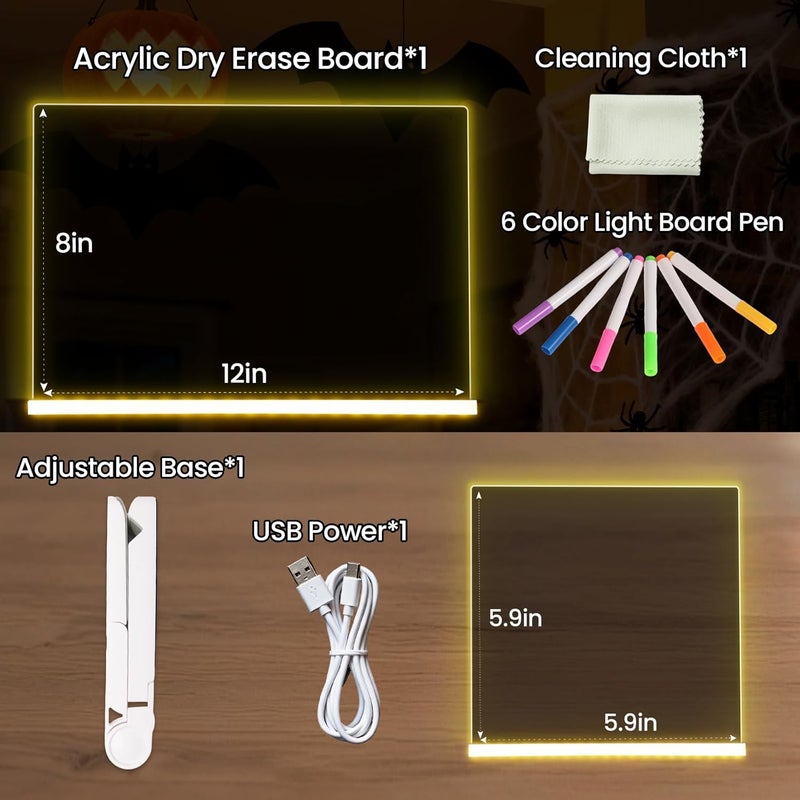 CIBOTIES LED Note Board with 7 Colors, Lumi Dry Erase Board with Light, Light-Up Message Note Board with Stand as Night Light for Room/Store/Office/Festival/Gift,12" x 8" - Image 2